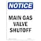 Signmission OSHA Notice Sign, 14" Height, Rigid Plastic, Main Gas Valve Shutoff Sign, Portrait OS-NS-P-1014-V-14089 - alternate 1